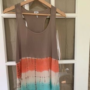 Splendid Asymmetrical Tye Die Racerback Tank Small